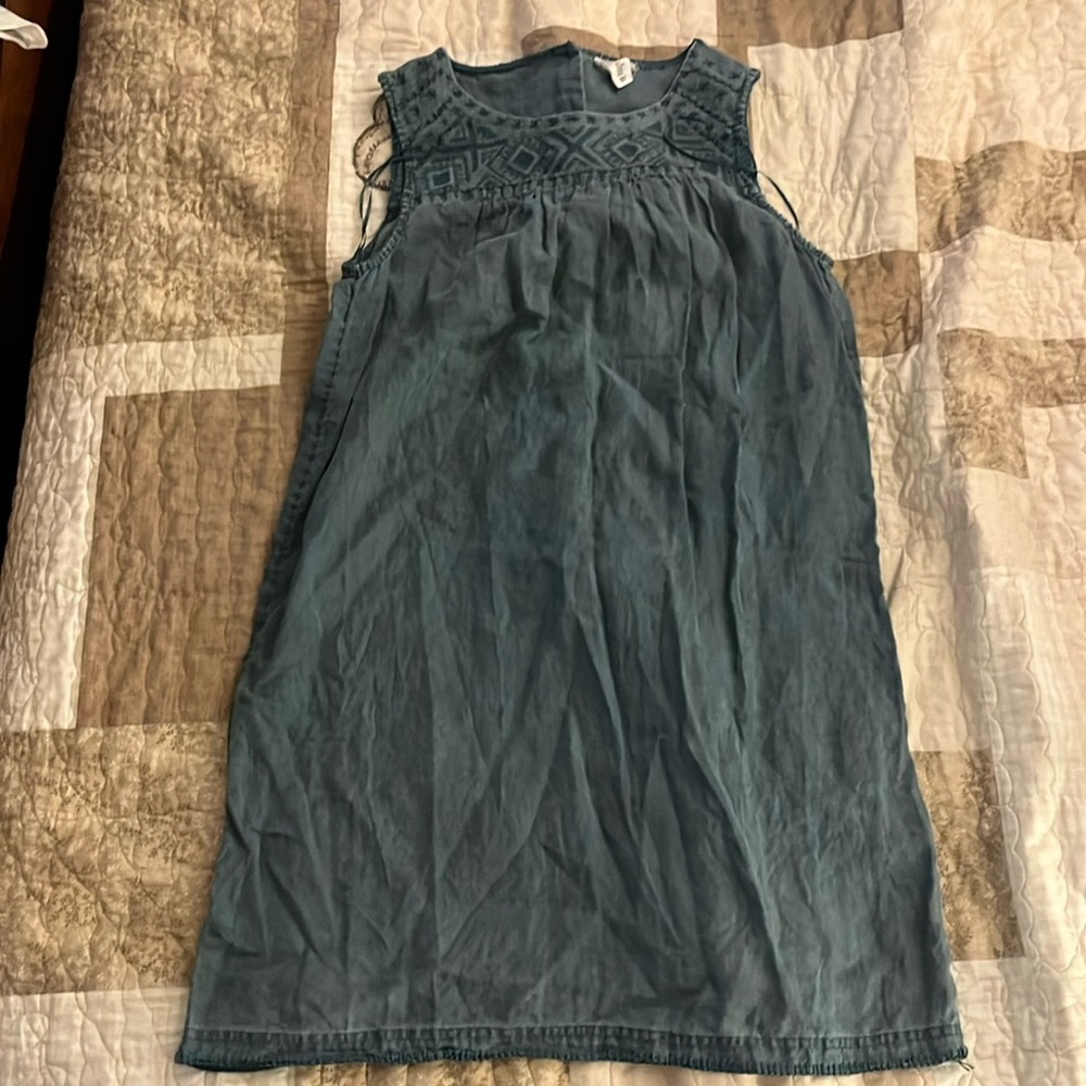 Teal linen dress medium